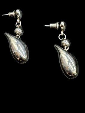 Vintage Silver Plated Pierced Earrings Dangling Teardrop Post is 925 SS Tested
